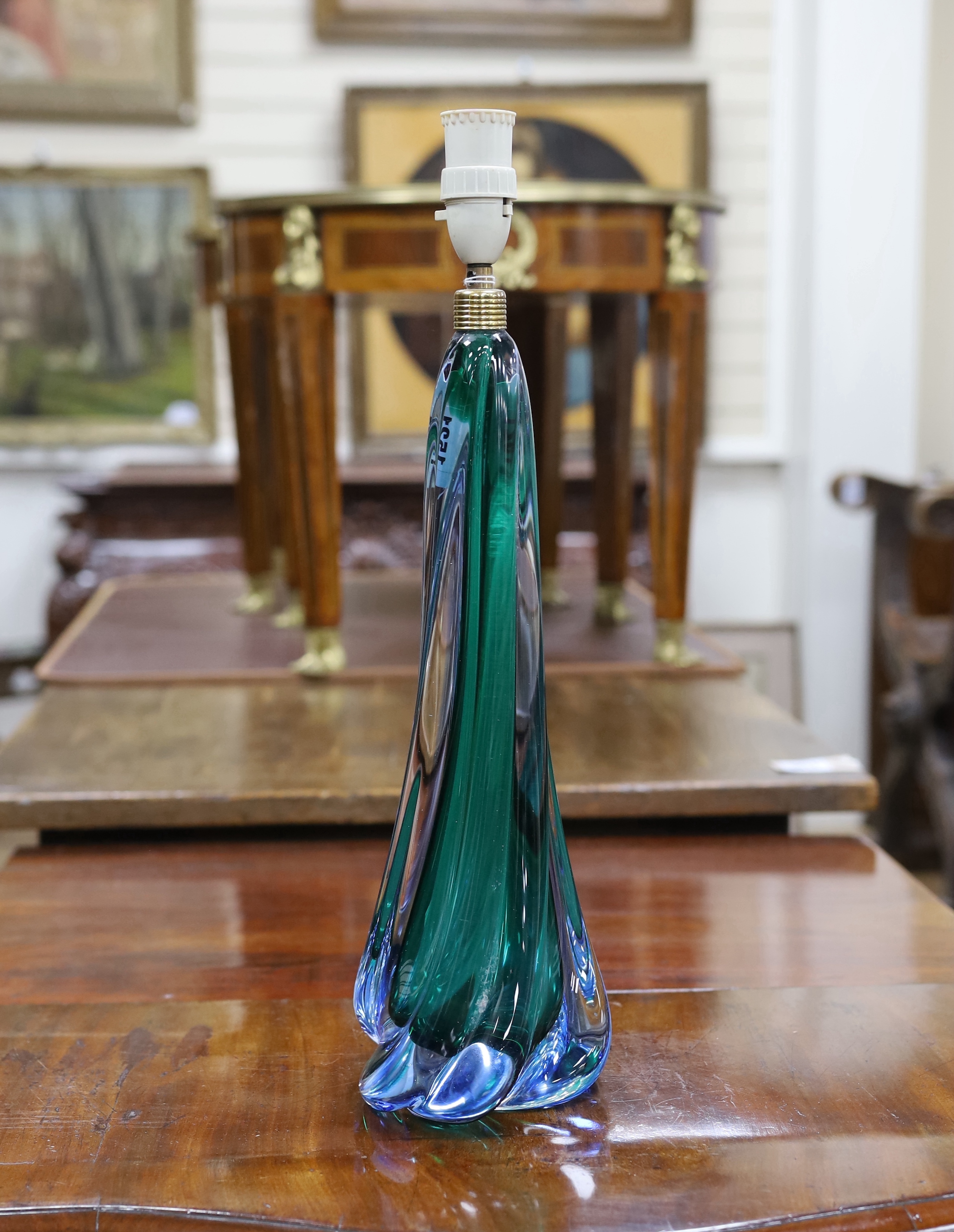 A Murano glass table lamp base, 49.5cm high overall